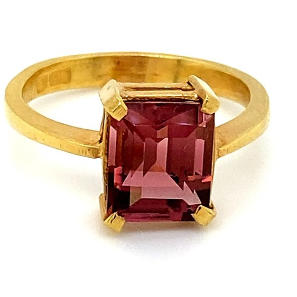 Rubellite 3.52ct Solid 22K Yellow Gold Ring - Picture 1 of 6